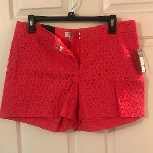 Crown and ivy size 6 coral eyelet shorts NWT 6